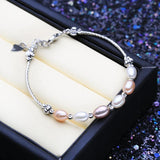 Pink Purple Pearl Bracelet Tube Bracelet Adjustable Bangle
