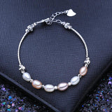 Pink Purple Pearl Bracelet Tube Bracelet Adjustable Bangle