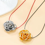 ZAA Vintage Metal Flower Pendant Necklace for Women
