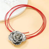 ZAA Vintage Metal Flower Pendant Necklace for Women