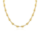 Chunky X Cross Choker Necklace Crystal Chain Statement Jewelry