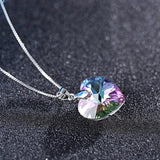 Rainbow Heart Pendant Necklace Earrings Set for Women