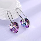 Rainbow Heart Pendant Necklace Earrings Set for Women
