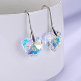 Rainbow Heart Pendant Necklace Earrings Set for Women
