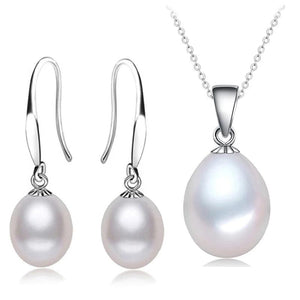 Freshwater Pearl Jewelry Set Silver 925 Earrings Pendant