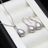 Freshwater Pearl Jewelry Set Silver 925 Earrings Pendant