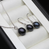 Freshwater Pearl Jewelry Set Silver 925 Earrings Pendant