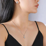 Snowflake Crystal Jewelry Set Silver Necklace Earrings Romantic Style