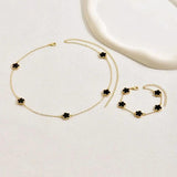 Colorful Flower Necklace Bracelet Set Copper Chain Plating Jewelry Set