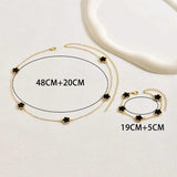 Colorful Flower Necklace Bracelet Set Copper Chain Plating Jewelry Set