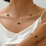 Colorful Flower Necklace Bracelet Set Copper Chain Plating Jewelry Set