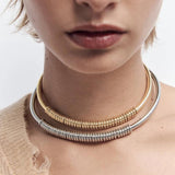 ZA Vintage Metal Annular Choker Statement Collar Necklace