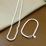 925 Sterling Silver Tennis Box Chain Jewelry Set