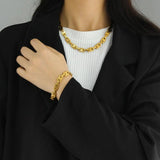 18K Plated Cuban Chain Stainless Steel Jewelry Set