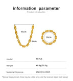 18K Plated Cuban Chain Stainless Steel Jewelry Set