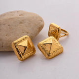 Stainless Steel Rivet Rectangular Ring & Earring Set