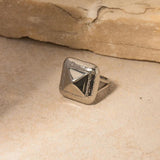 Stainless Steel Rivet Rectangular Ring & Earring Set