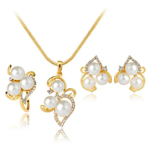 Pearl Drop Crystal Women's Jewelry Set Anniversary Bridal Engagement