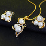 Pearl Drop Crystal Women's Jewelry Set Anniversary Bridal Engagement