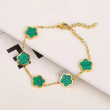 Stainless Steel Lucky Five Leaf Petal Jewelry Set