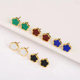 Stainless Steel Lucky Five Leaf Petal Jewelry Set