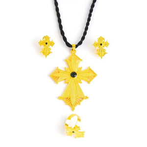 Ethiopian/Isreal Cross Jewelry Sets Pendant Necklaces Earrings Rings
