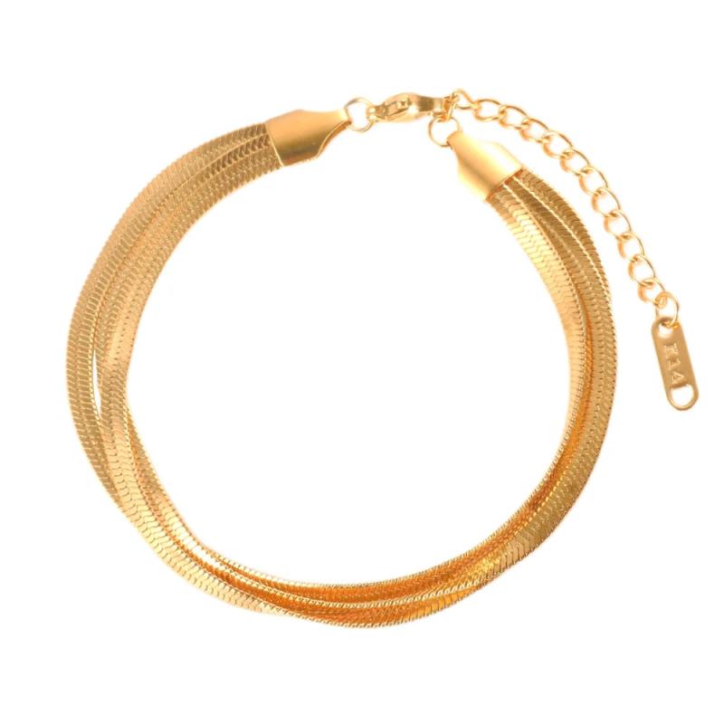 Stainless Steel 4mm Flat Snake Chain Choker Necklace Bracelet Set