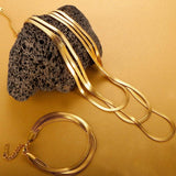 Stainless Steel 4mm Flat Snake Chain Choker Necklace Bracelet Set
