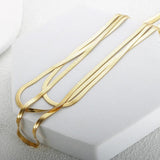 Stainless Steel 4mm Flat Snake Chain Choker Necklace Bracelet Set