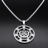 Witch Pentagram Knot Necklace Stainless Steel Pagan Pentacle Chain N9720S02