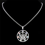 Witch Pentagram Knot Necklace Stainless Steel Pagan Pentacle Chain N9720S02
