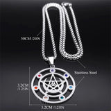 Witch Pentagram Knot Necklace Stainless Steel Pagan Pentacle Chain N9720S02
