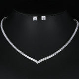 Wedding Jewelry Set Teardrop Leaves Zirconia Necklace Earrings