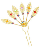 Thai Jewelry Set Plated Leaf Hair Fork Hairpin Square Necklace Earrings