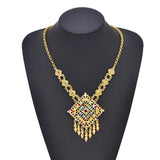 Thai Jewelry Set Plated Leaf Hair Fork Hairpin Square Necklace Earrings