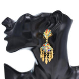 Thai Jewelry Set Plated Leaf Hair Fork Hairpin Square Necklace Earrings