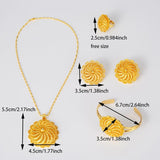 Ethiopian Jewelry Set Dubai Plated Pendant Chain Earrings Ring
