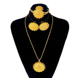 Ethiopian Jewelry Set Dubai Plated Pendant Chain Earrings Ring
