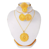 Ethiopian Jewelry Set Dubai Plated Pendant Chain Earrings Ring
