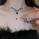 Geometric Rhinestone Necklace Earrings Jewelry Set