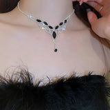Geometric Rhinestone Necklace Earrings Jewelry Set