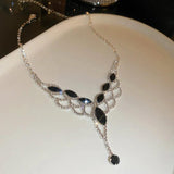 Geometric Rhinestone Necklace Earrings Jewelry Set