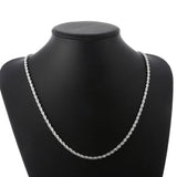 Silver 4mm Twisted Rope Necklace Bracelets High Jewelry Set
