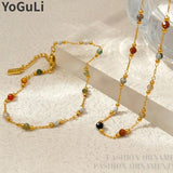 Colorful Glass Beads Necklace & Bracelet Set for Women
