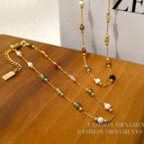 Colorful Glass Beads Necklace & Bracelet Set for Women