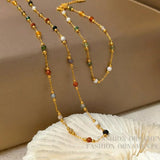 Colorful Glass Beads Necklace & Bracelet Set for Women
