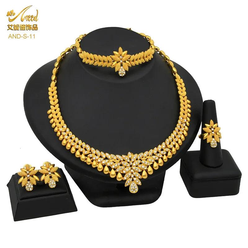 Dubai Jewelry Set Indian Bride Wedding Four Piece Set