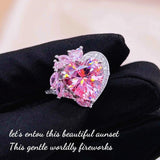 Romantic Heart Shape Pink Rhinestone Jewelry Set for Girlfriend
