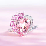 Romantic Heart Shape Pink Rhinestone Jewelry Set for Girlfriend