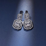 Zircon Women's Drop Earrings Silver Plated Cubic Zirconia